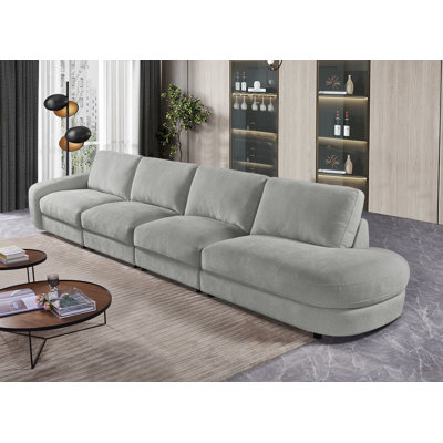 4-Piece Left Slope Arm Straight Sofa Modular Bumper Bench Sofa(177.5"W)