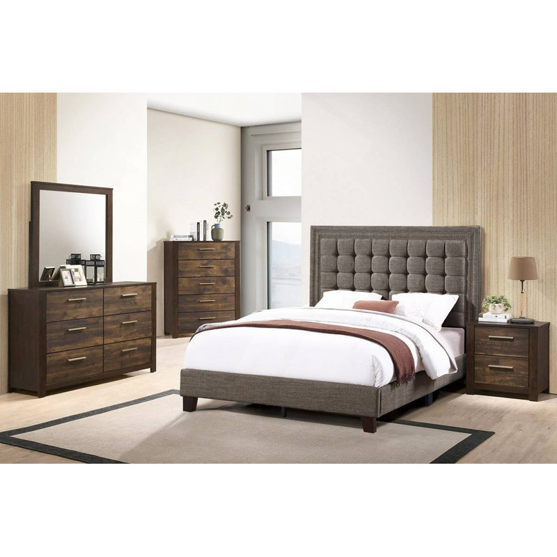 Mobilier de chambre à coucher capitonné 1pc, Grand lit