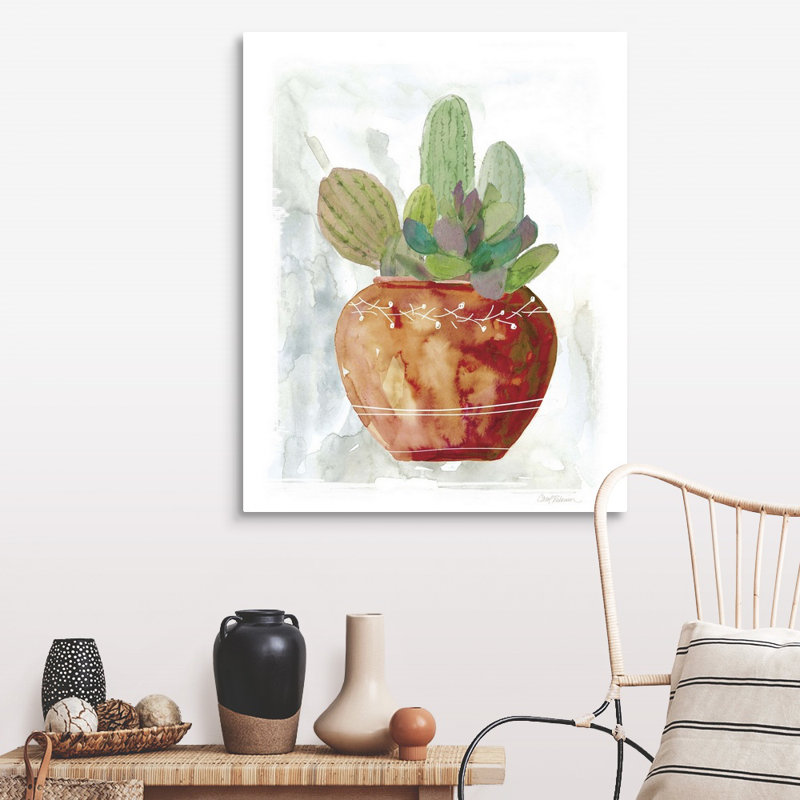 «Terracotta Succulent», art mural sur toile, Toile tendue, H 40 po x l 32 po x P 1,25 po
