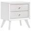 Table de chevet 1pc blanc pattes angulaires ronde bronze boutons ronds 2 tiroirs table de chevet