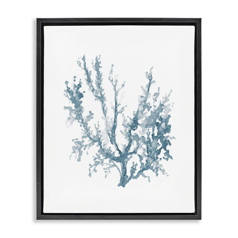 Branche de corail douce et abstraite, H 21 po x l 17 po, Cadre flottant noir de jais