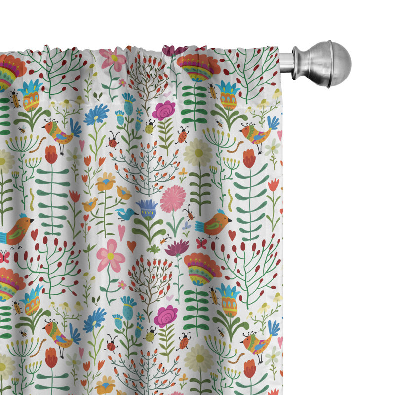 Floral Semi-Sheer Rod Pocket Curtain Panels, 28" x 95"
