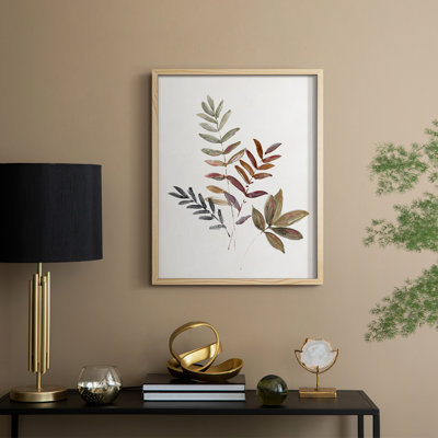 Feuilles d'automne III, reproduction encadrée - bois massif