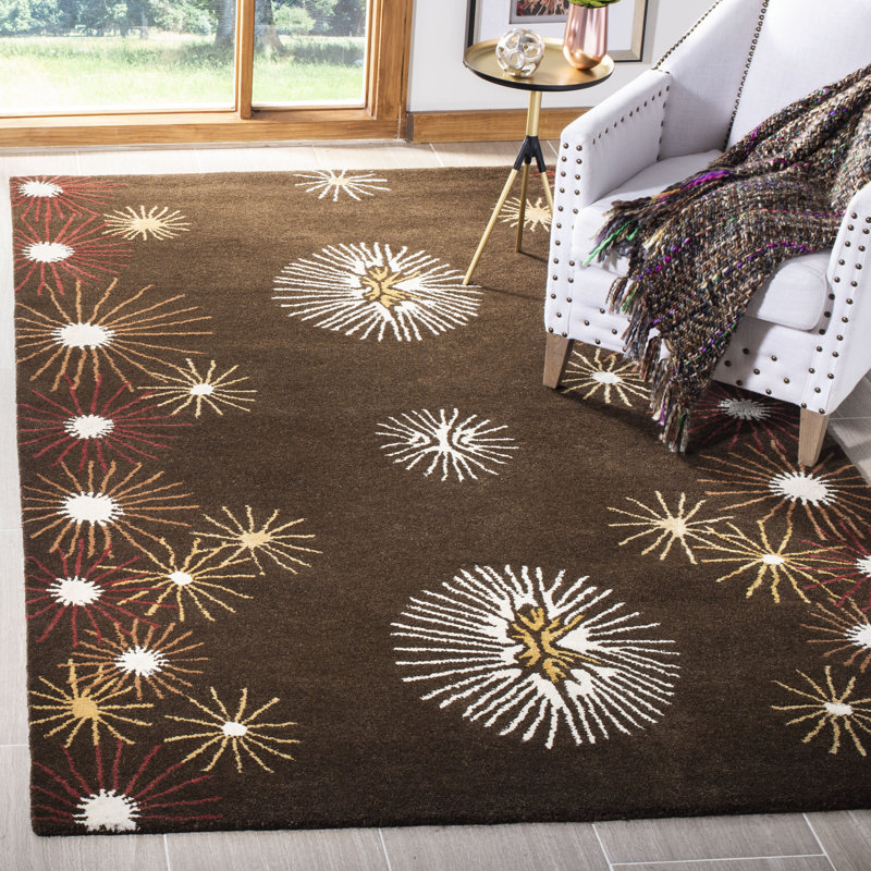 Candelo Soho Hand Tufted Wool Floral Rug, Rectangle 3'6" x 5'6"