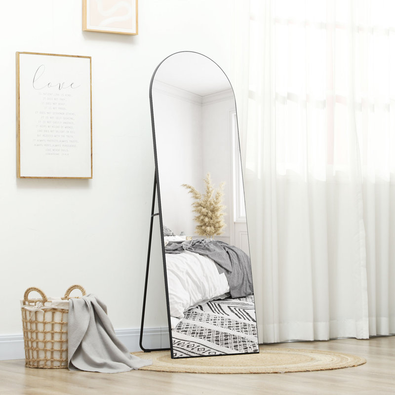 HOMCOM Arched Full Length Mirror Wall Mounted Leaning 50 x 150cm Black
