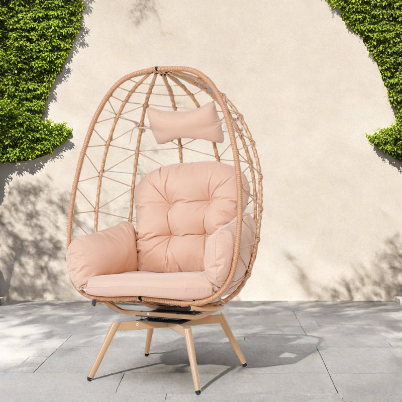 Chaises longues pivotantes de patio, chaise d'œuf en acier de rotin de Pe pour la maison