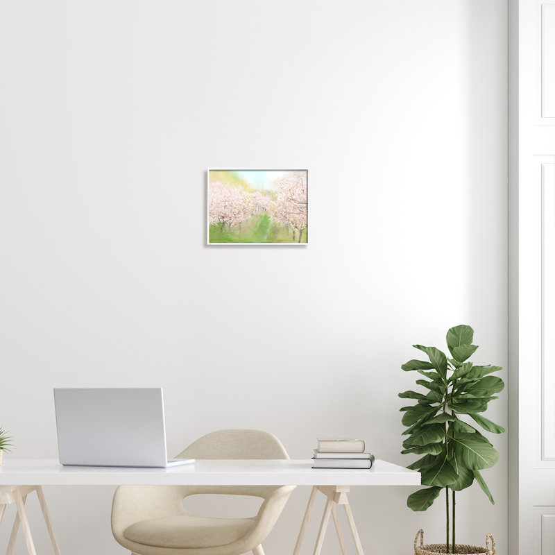 Art texturé à la giclée sur pétales roses printaniers par Kim Allen, H 11 po x l 14 po x P 1,5 po