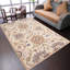 Tapis écologiques en laine touffetée à la main Karlie - 5 pi x 8 pi, rectangulaire, crème, design floral moderne, tapis antidérapants faits à la main épais pour salon, chambre à coucher