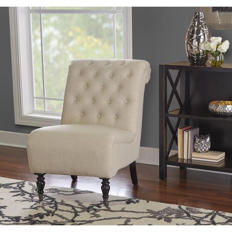 Newsom Upholstered Slipper Chair, Burnished Bronze Linen Blend