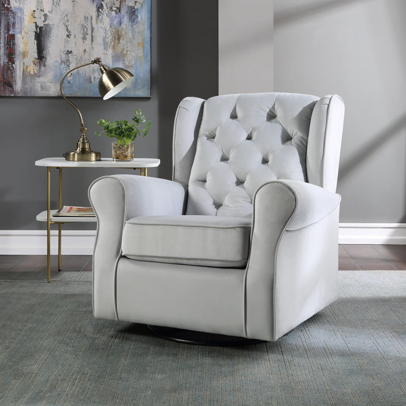 Swivel Living Room, Accent Chair,Arm Chair,Bedroom Chair, Gray Fabric