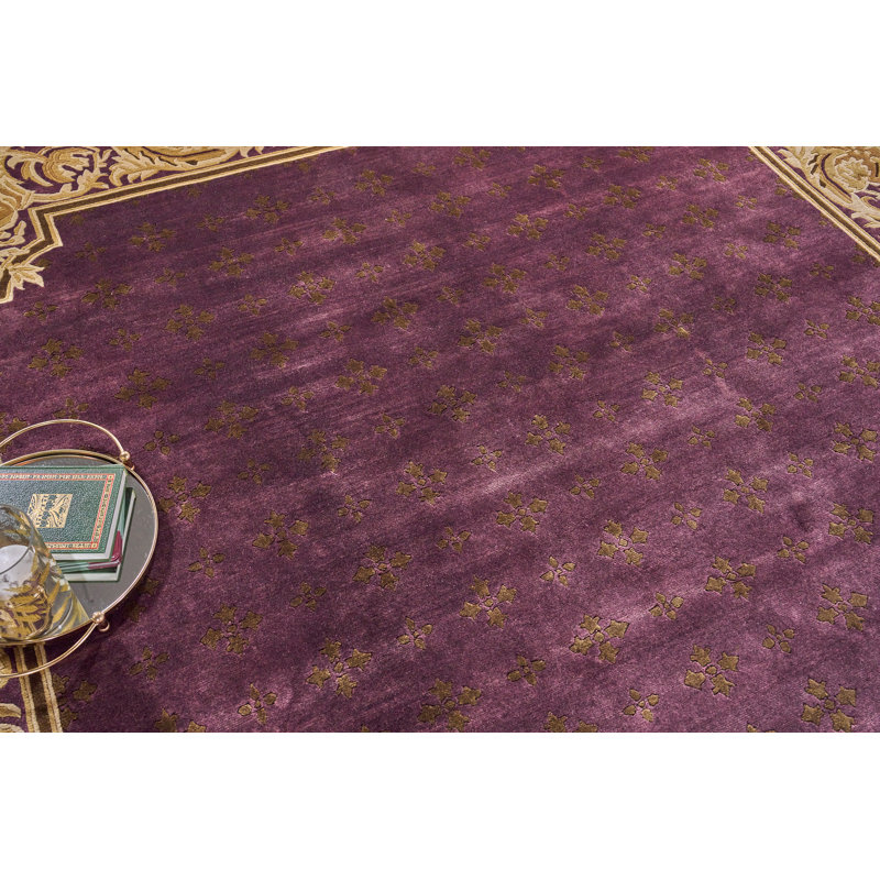 Hand-Knotted Red and Gold Wool 9' x 12' Area Rug