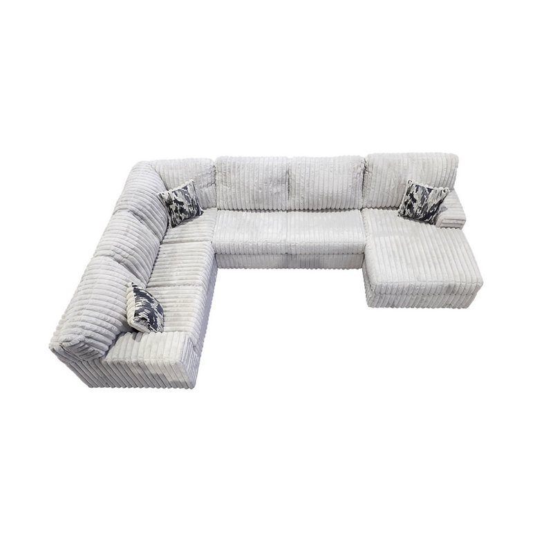 Canapé modulaire en tissu Austin, Tissu gris pâle