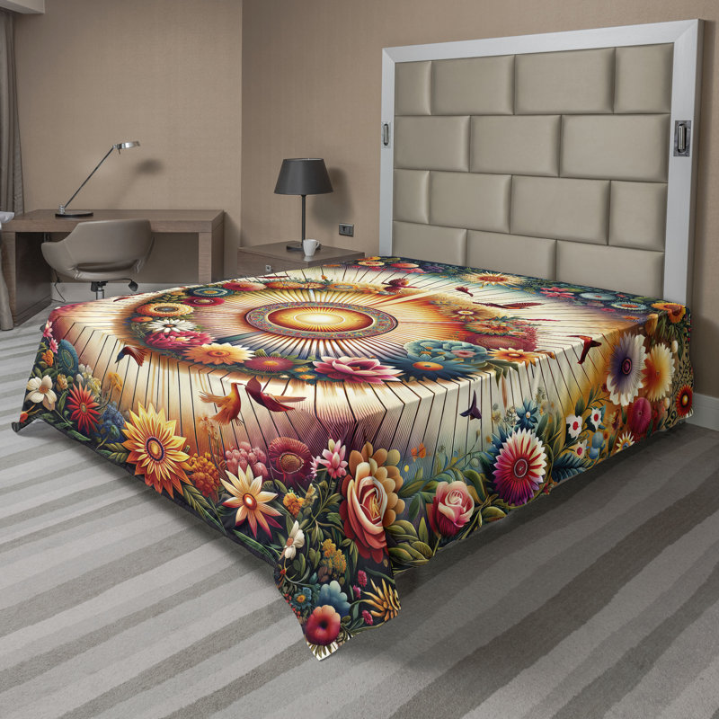 Polyester Floral Flat Sheet, California King Flat Sheet