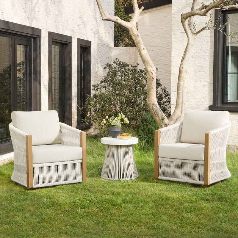 Jadai Steel Outdoor Swivel Seating Group, Brown/Cream