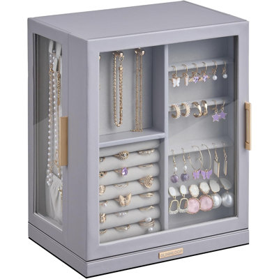 360° Rotating Jewelry Organizer With Glass Window - 5-Drawer Vertical Jewelry Storage Box, Dustproof & Moisture-Resistant Design, Jewelry Display Case With Velvet Lining For Rings, Necklaces, Earrings