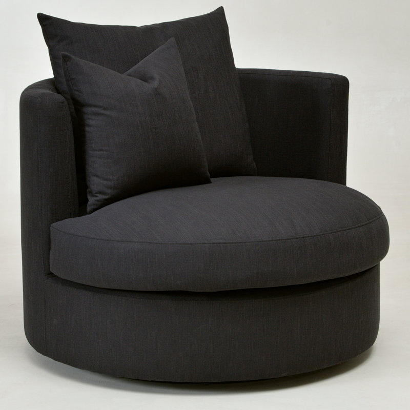 40" Wide Down Fill Cushions Fully Assembled Swivel Barrel Chair in Revolution Performance Fabric
