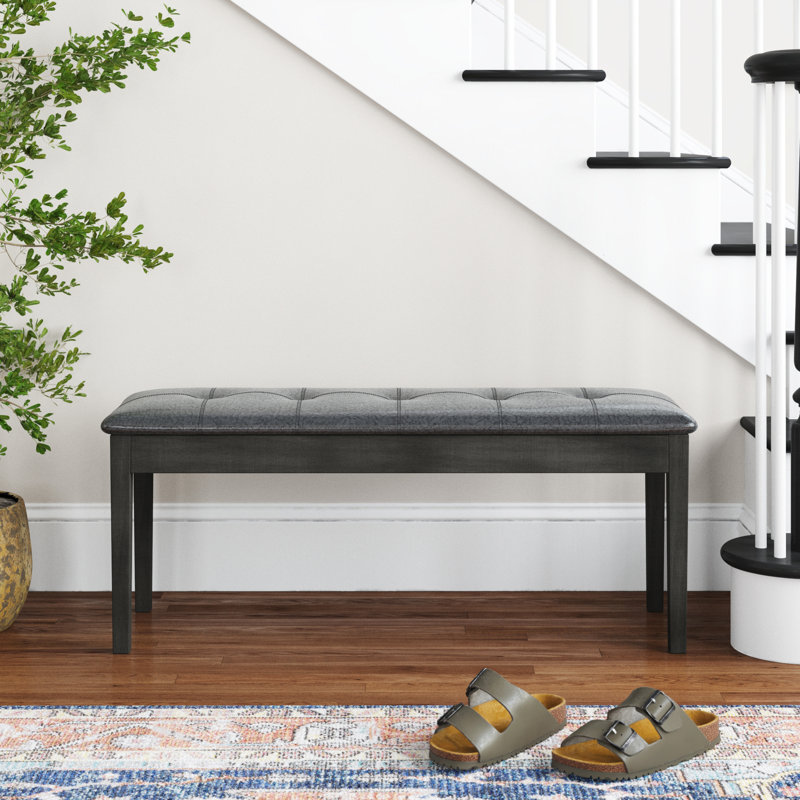 Ahnari Polyurethane (PU) Upholstered Bench, Gray