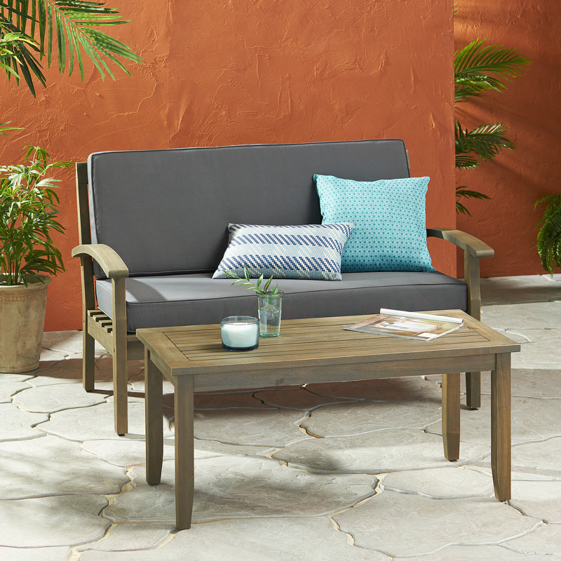 Causeuse avec table basse pour l'extérieur, Gris foncé