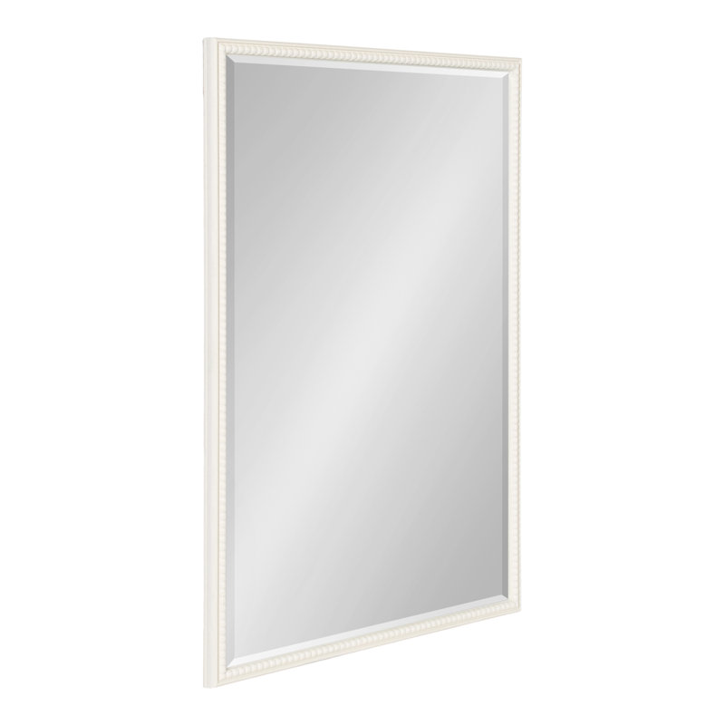 Chayanna Beaded Rectangle Bathroom Wall Mirror, 36" x 24", Soft White