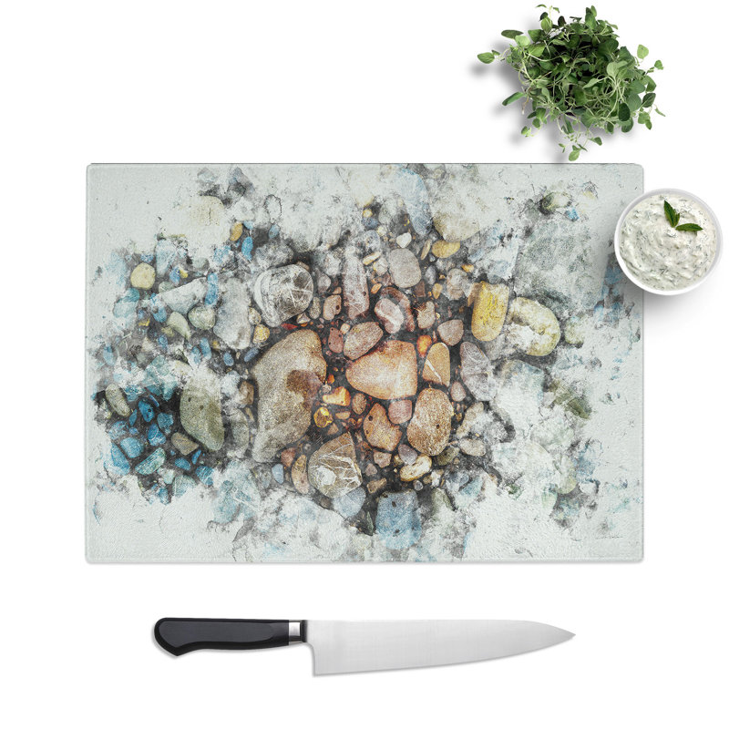Tempered Glass Rocks Chopping Board, 28.5 cm x 39 cm