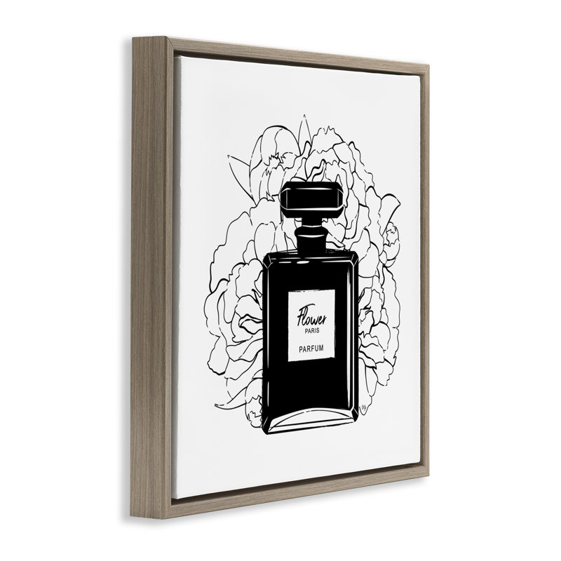 "Black Perfume & Roses", art mural encadré flottant gris par Martina Pavlova, Cadre flottant orme Montalcino