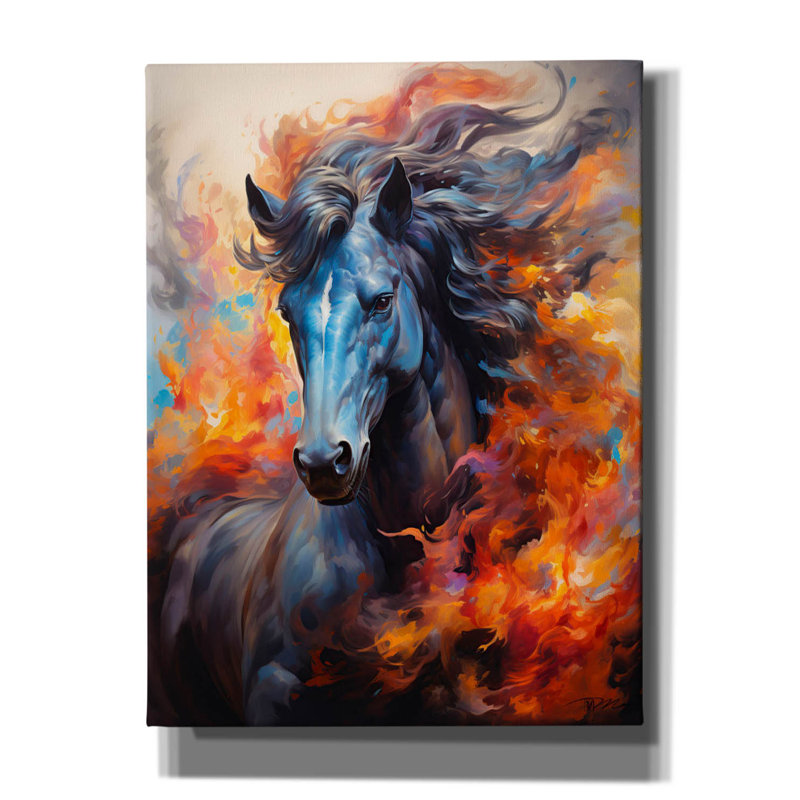 Toile épique «Fire Horse» par Momart, H 16 po x l 12 po x P 0,75 po