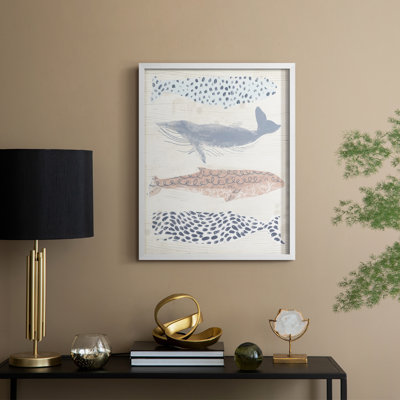 Patterned Whale Pod II Framed Print - Solid Wood