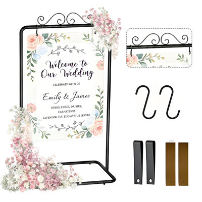 Porte-affiche réglable réglable de 54 po / 69 po avec sangles en cuir pour les mariages, les fêtes et les événements
