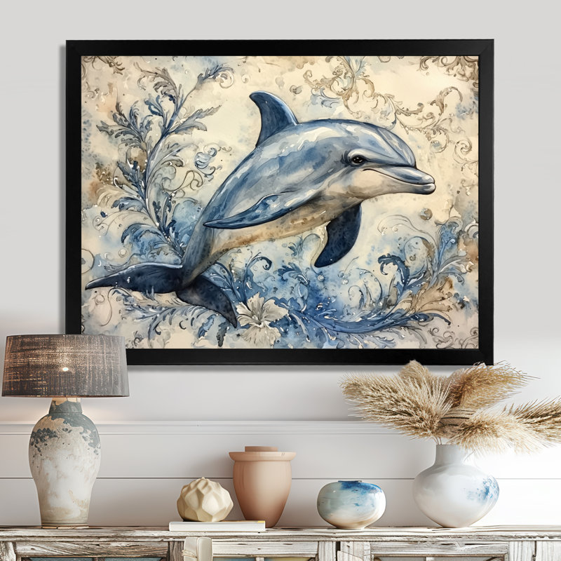 Impression sur toile Dolphin Majestic Oceanic Environment I - Animals Dolphin, H 12 po x l 20 po, Noir