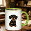 Ceramic Coffee Mug Featuring an Adorable Dachshund Puppy Design, Ideal for Enjoying Your Morning Coffee.