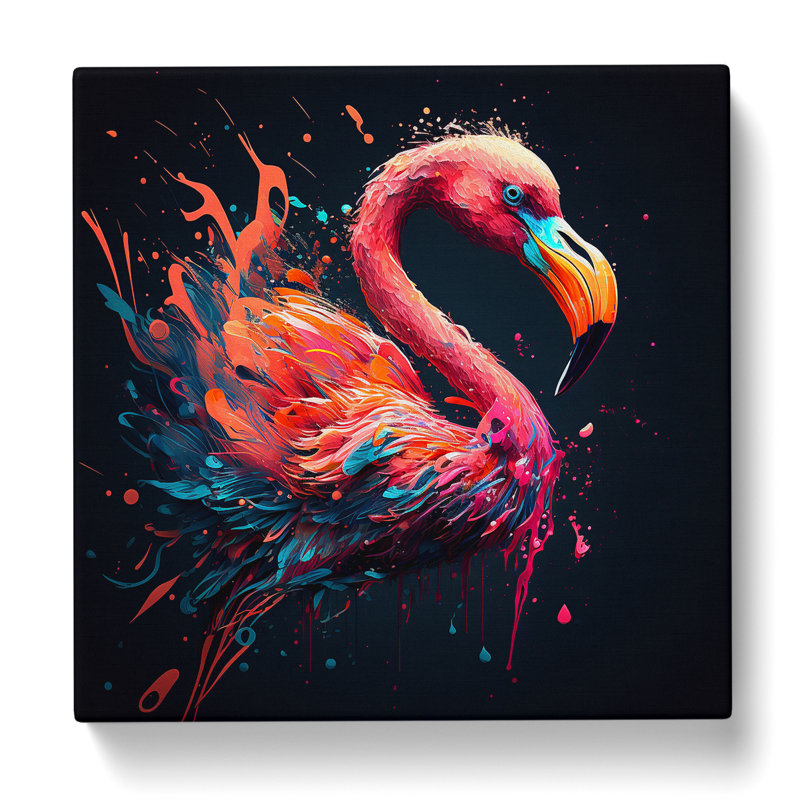 Flamingo Expressionism - Wrapped Canvas, 35cm H x 35cm W x 3cm D