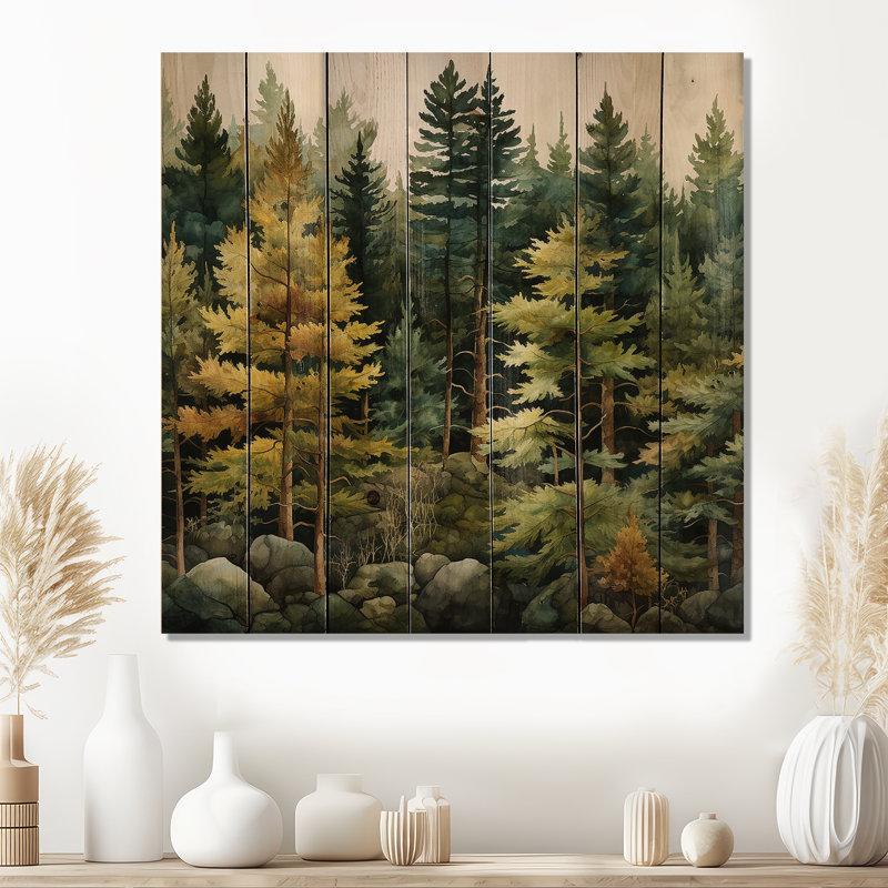 Leonville, pin symphonie I, impression sur bois naturel, H 30 po x l 30 po x P 0,78 po