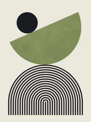 Abstract Green Balance Print by Other Artist, 32 × 48, Framed Print, Gold