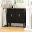 Armoire 2 portes en bois noir, buffet de style rétro pour le bureau, pieds en bois massif, tablettes réglables, charge de 180 lb, capacité de charge attrayante dans le salon, conception classique