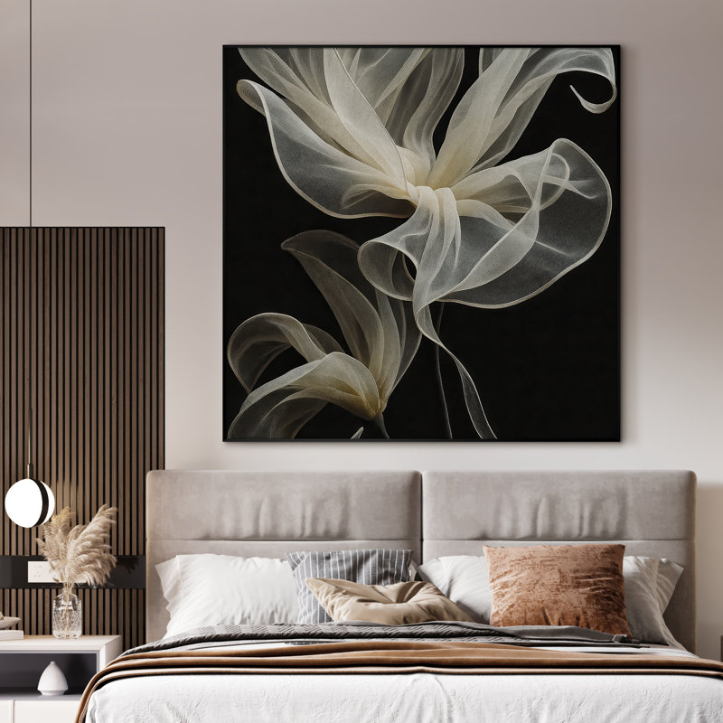 Très grande reproduction d'art sur toile - Abstrait floral moderne, art botanique, décoration pour le salon ou la chambre à coucher - «Assemblage requis du cadre (cadre non fini)»