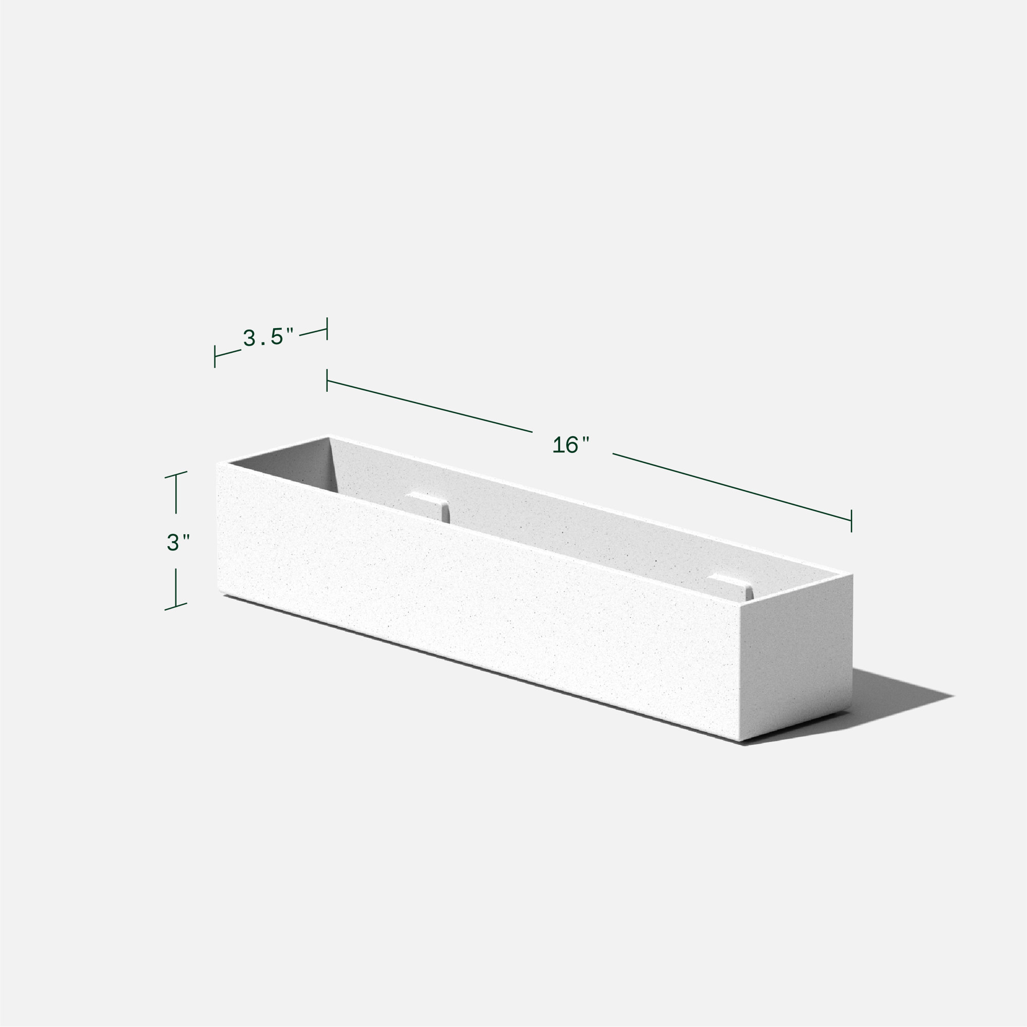 Geo Series Plastic Planter Box, White, Set of 2, 3" H x 16" W x 3.5" D