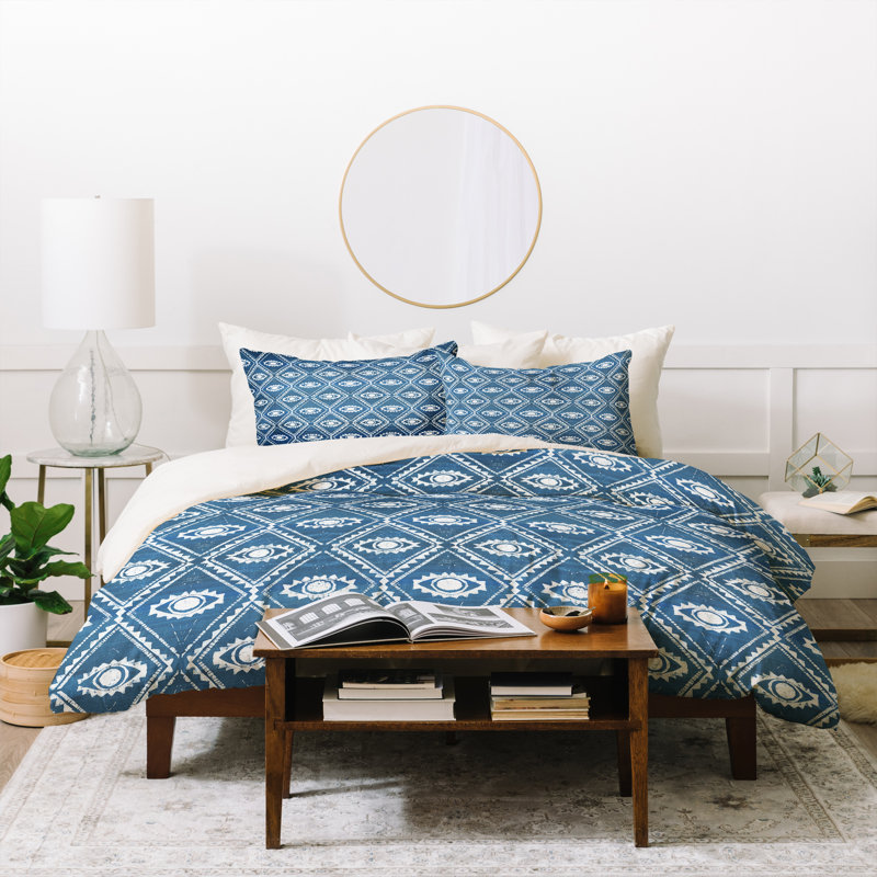 Ensemble de housse de couette Dash and Ash Diamond Eyes, Housse de couette pour très grand lit et 2 très , Bleu