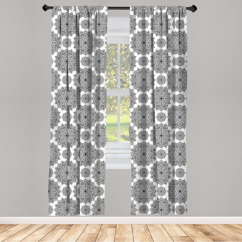 Geometric Semi-Sheer Rod Pocket Sliding Panel, 28" x 95"