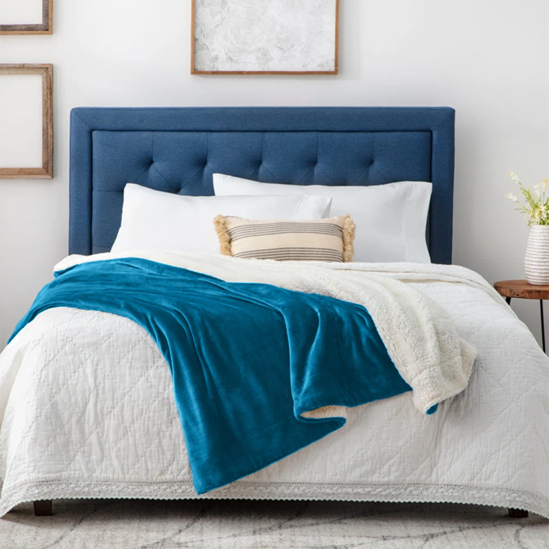 Reversible Soft Sherpa Fleece Fur Thick Dual Sided Blanket Throw, Teal, 200cm x 240cm