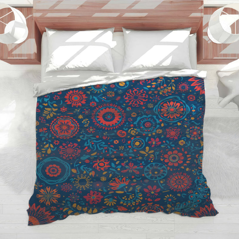 Édredon floral à motif mandala, Grand lit