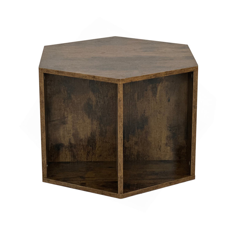 23.62'' Hexagonal Coffee Table Side Table Nightstand, 15.74" H x 23.62" W x 23.62" D, Antique Brown