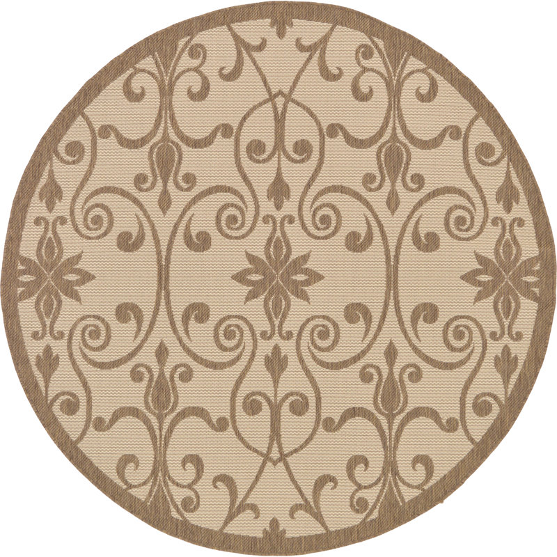 Gerald Geometric Indoor / Outdoor Rug, Round 6'1"