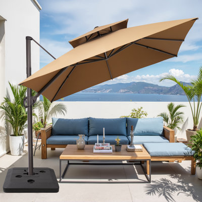 11' Square Patio Cantilever Umbrella, Base Included