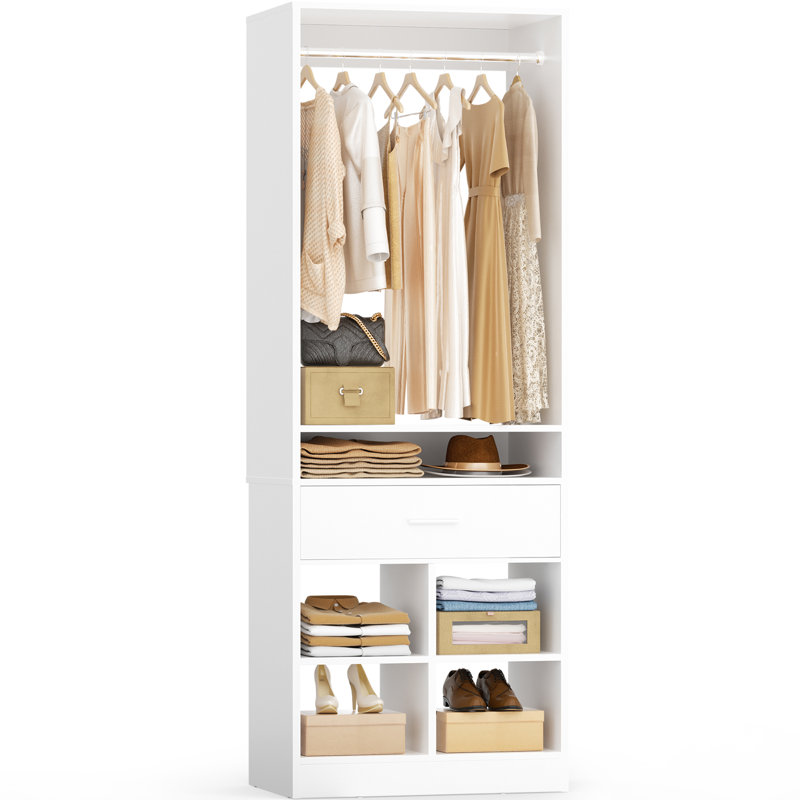 24.4'' W Freestanding Closet System With Drawer, White