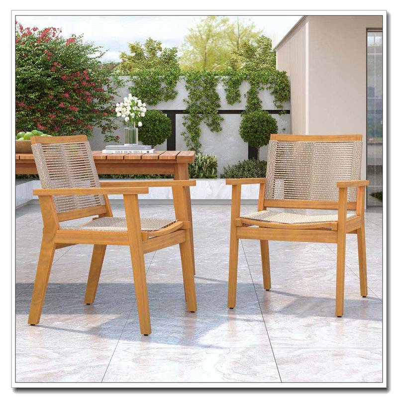 Chaise de salle à manger en bois d'acacia tissée à la corde