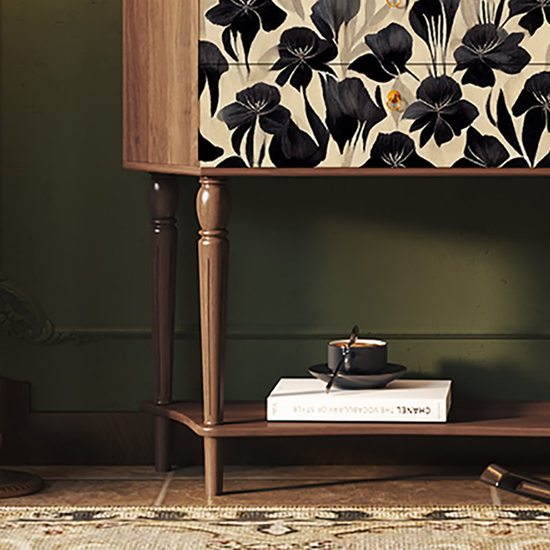 33.5'' Retro Style Sideboard Buffet, Brown/Black
