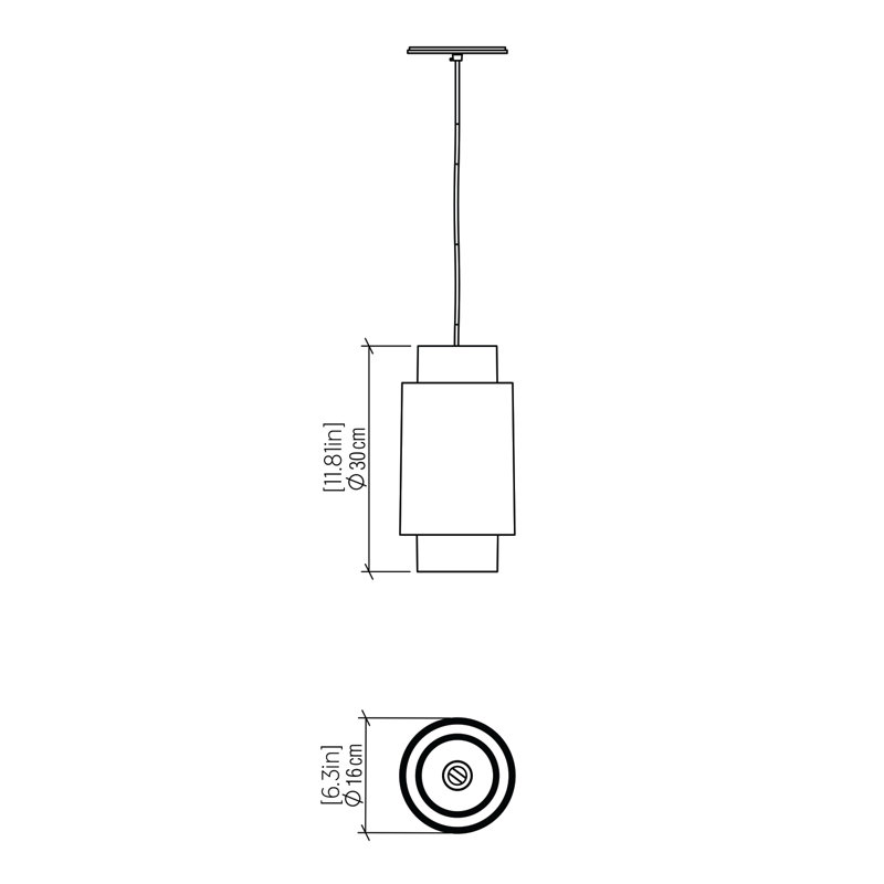Cylindrical 1 - Light Pendant, Organic White, 11.81" H x 6.3" W x 6.3" D