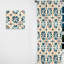 Rideau obscurcissant damassé marocain beige et bleu - 1 panneau-107563106