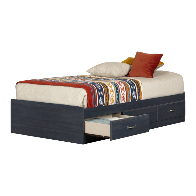 Jasi Kids Standard Kids Bed with Drawers, Twin, Blueberry