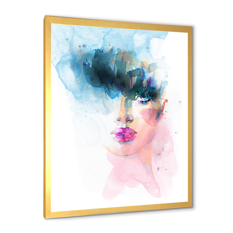 Portrait abstrait d'une femme dans des tons pastel - reproduction d'art sur toile glam, H 32 po x l 16 po x P 1 po
